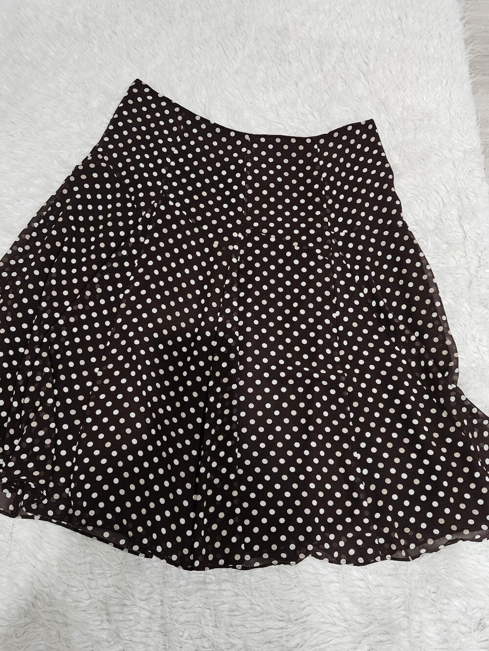 Nine & Co. Brown Skater Skirt with Cream Polka Dots